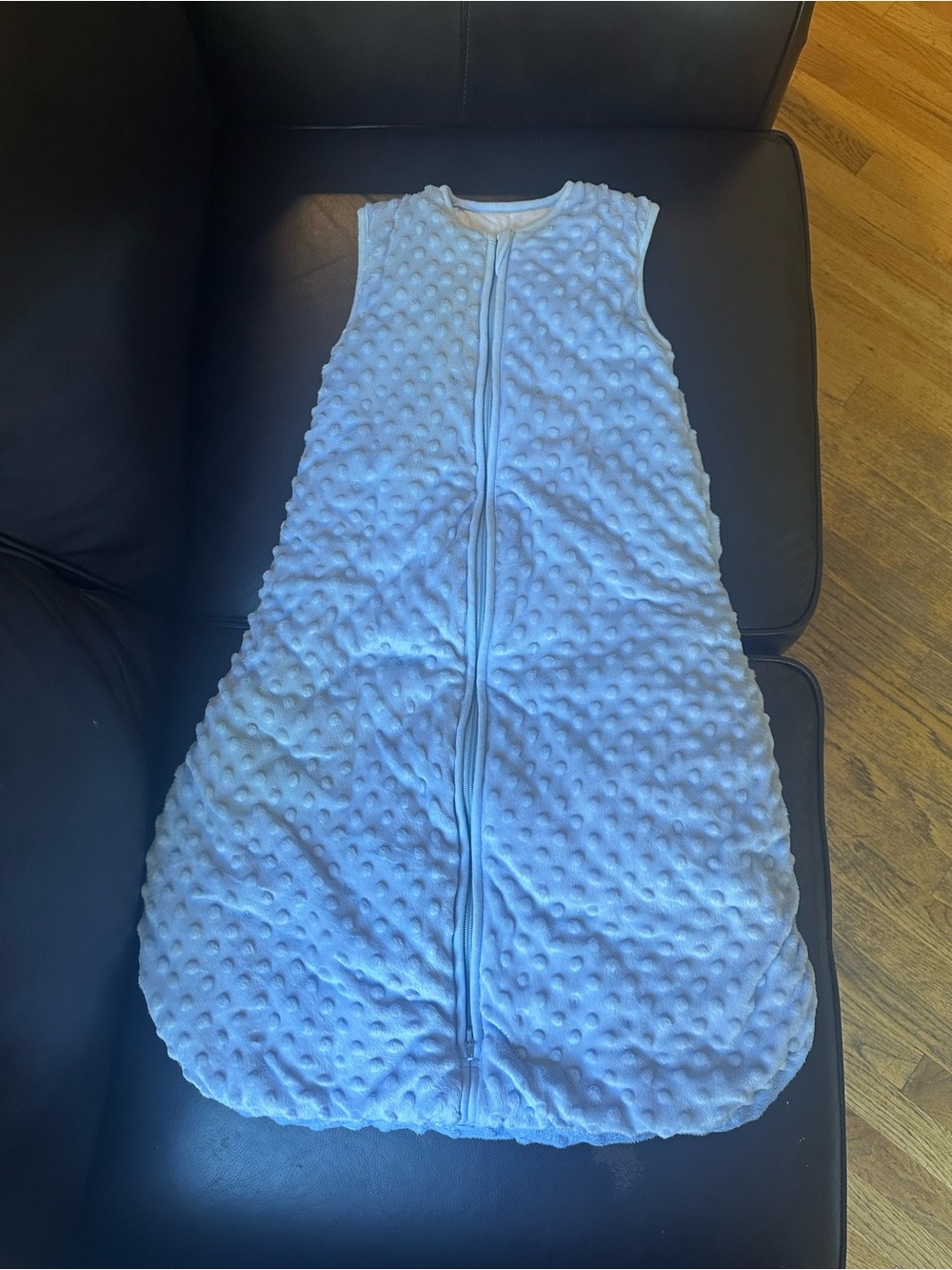 Baby in a bag Soft Blue winter Sleep Sack - Cozy Sleeveless, Size Med